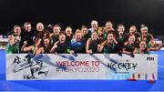3 November 2019; The Ireland team celebrate after qualifying for the Tokyo2020 Olympic Games after the FIH Women's Olympic Qualifier match between Ireland and Canada at Energia Park in Dublin. Photo by Brendan Moran/Sportsfile