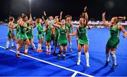 3 November 2019; Ireland players celebrate after qualifying for the Tokyo2020 Olympic Games after the FIH Women's Olympic Qualifier match between Ireland and Canada at Energia Park in Dublin. Photo by Brendan Moran/Sportsfile