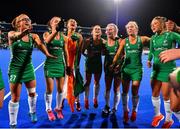 3 November 2019; Ireland players celebrate after qualifying for the Tokyo2020 Olympic Games after the FIH Women's Olympic Qualifier match between Ireland and Canada at Energia Park in Dublin. Photo by Brendan Moran/Sportsfile