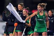 3 November 2019; Chloe Watkins of Ireland and her team-mates celebrate during penalty strokes during the FIH Women's Olympic Qualifier match between Ireland and Canada at Energia Park in Dublin. Photo by Brendan Moran/Sportsfile