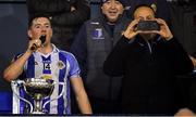 3 November 2019; An Taoiseach Leo Varadkar, T.D., takes a photo with his smartphone as Ballyboden St Enda's captain Ryan Basquel makes his speech after the Dublin County Senior Club Football Championship Final match between Thomas Davis and Ballyboden St Enda's at Parnell Park in Dublin. Photo by Brendan Moran/Sportsfile