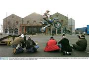 25 November 2003; Stuart Edmonds performs a long distance jump for the photographers at the launch of the Dublin Supercross Championship to be held at the Point Arena on the 9th and 10th of January 2004. Picture credit; Matt Browne / SPORTSFILE *EDI*