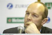 26 November 2003; The Heineken Cup 2003/4 was launched at a press conference in Lansdowne Road, Dublin. Speaking at the announcement was Derek McGrath, Chief Executive, European Rugby Cup. Picture credit; Brendan Moran / SPORTSFILE *EDI*