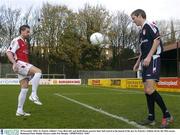 28 November 2003; St. Patrick Athletic's Tony Bird, left, wearing the home jersey and Keith Dunne, wearing the away jersey, practice their ball control at the launch of the new St. Patrick's Athletic kit for the 2004 season. Richmond Park, Dublin. Picture credit; Pat Murphy / SPORTSFILE *EDI*