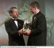 28 November 2003; Declan Browne, Tipperary, is presented with his All-Star award by GAA President Sean Kelly at the VODAFONE GAA All-Star Awards in the Citywest Hotel, Dublin. Football. Hurling. Picture credit; Brendan Moran / SPORTSFILE *EDI*