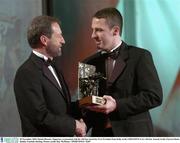 28 November 2003; Declan Browne, Tipperary, is presented with his All-Star award by GAA President Sean Kelly at the VODAFONE GAA All-Star Awards in the Citywest Hotel, Dublin. Football. Hurling. Picture credit; Ray McManus / SPORTSFILE *EDI*