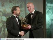 28 November 2003; John Mullane, Waterford, is presented with his All-Star award by GAA President Sean Kelly at the VODAFONE GAA All-Star Awards in the Citywest Hotel, Dublin. Football. Hurling. Picture credit; Brendan Moran / SPORTSFILE *EDI*