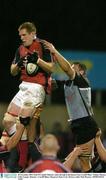 28 November 2003; Paul O'Connell, Munster, takes the ball in the lineout from Cardiff Blues' Nathan Thomas. Celtic League, Munster v Cardiff Blues, Musgrave Park, Cork. Picture credit; Matt Browne / SPORTSFILE *EDI*