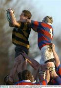 29 November 2003; Rory Sheriff, County Carlow, in action against Andy Wood, Clontarf. AIB League Division 1, Clontarf v County Carlow, Castle Avenue, Dublin. Picture credit; David Maher / SPORTSFILE *EDI*