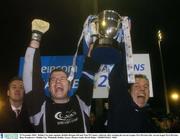 29 November 2003;  Dublin City joint captains, Robbie Horgan, left and Tony O'Connor, celebrate after winning the eircom League First Division title. eircom league First Division, Bray Wanderers v Dublin City, Whitehall, Dublin. Soccer. Picture credit; David Maher / SPORTSFILE *EDI*