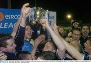 29 November 2003; Dublin City players and supporters celebrate after winning the eircom League First Division title.  eircom league First Division, Bray Wanderers v Dublin City, Whitehall, Dublin. Soccer. Picture credit; David Maher / SPORTSFILE *EDI*
