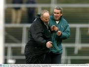 30 November 2003; Caltra manager Frank Doherty, right, confronts Curry's manager Denis Kearney during the second half. AIB Connacht Senior Football Championship Final, Caltra v Curry, Pearse Stadium, Galway. Picture credit; David Maher / SPORTSFILE *EDI*