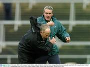 30 November 2003; Caltra manager Frank Doherty, right and behind, confronts Curry's manager Denis Kearney during the second half. AIB Connacht Senior Football Championship Final, Caltra v Curry, Pearse Stadium, Galway. Picture credit; David Maher / SPORTSFILE *EDI*