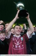 30 November 2003; Caltra captain Noel Meehan lifts the Shane McGettigan Cup after victory over Curry. AIB Connacht Senior Football Championship Final, Caltra v Curry, Pearse Stadium, Galway. Picture credit; David Maher / SPORTSFILE *EDI*