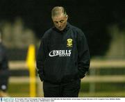 30 November 2003; UCD manager Pete Mahon leaves the field after the final whistle. eircom league Premier Division, UCD v Longford Town, Belfield, Dublin. Soccer. Picture credit; Matt Browne / SPORTSFILE *EDI*