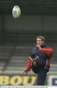 5 December 2003; Ronan O'Gara, Munster, pictured during  team training at the Stade Pierre Rajon, Bourgoin, France, in advance of the Bourgoin v Munster, Heineken Cup, Pool 5, Round 1, game. Picture credit; Matt Browne / SPORTSFILE *EDI*