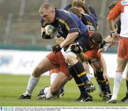 6 December 2003; Victor Costello, Leinster, in action against Biarritz's Olivier Nauroy. Heineken Cup, Pool 3, Round 1, Leinster Lions v Biarritz Olympique, Lansdowne Road, Dublin. Picture credit; Brendan Moran / SPORTSFILE *EDI*