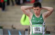 22 June 2013; Dean Adams, Ireland, reacts after Ireland failed to finish the Mens 4x100m heats during the European Athletics Team Championships 1st League. Morton Stadium, Santry, Co. Dublin. Picture credit: Tomas Greally / SPORTSFILE