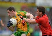 23 June 2013; Patrick McBrearty, Donegal, in action against Peter Turley, Down. Ulster GAA Football Senior Championship Semi-Final, Donegal v Down, Kingspan Breffni Park, Cavan. Picture credit: Oliver McVeigh / SPORTSFILE