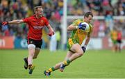 23 June 2013; Michael Murphy, Donegal, in action against Brendan Coulter, Down. Ulster GAA Football Senior Championship Semi-Final, Donegal v Down, Kingspan Breffni Park, Cavan. Picture credit: Brian Lawless / SPORTSFILE