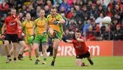 23 June 2013; Michael Murphy, Donegal, in action against Keith Quinn, Down. Ulster GAA Football Senior Championship Semi-Final, Donegal v Down, Kingspan Breffni Park, Cavan. Picture credit: Oliver McVeigh / SPORTSFILE