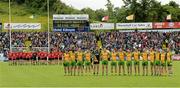 23 June 2013; The Donegal and Down teams stand for a minutes silence before the game. Ulster GAA Football Senior Championship Semi-Final, Donegal v Down, Kingspan Breffni Park, Cavan. Picture credit: Oliver McVeigh / SPORTSFILE