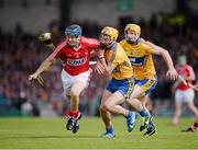 23 June 2013; Christopher Joyce, Cork, in action against Colm Galvin and Cian Dillon, right, Clare. Munster GAA Hurling Senior Championship Semi-Final, Cork v Clare, Gaelic Grounds, Limerick. Picture credit: Ray McManus / SPORTSFILE