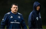 4 November 2019; Cian Healy, left, and head coach Leo Cullen during Leinster Rugby squad training at Energia Park in Donnybrook, Dublin. Photo by Ramsey Cardy/Sportsfile