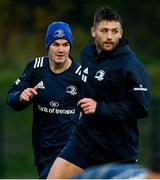 4 November 2019; Jonathan Sexton, left, and Ross Byrne during Leinster Rugby squad training at Energia Park in Donnybrook, Dublin. Photo by Ramsey Cardy/Sportsfile