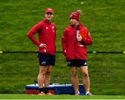 5 November 2019; Head coach Johann van Graan with Tyler Bleyendaal during a Munster Rugby squad training session at University of Limerick in Limerick. Photo by Matt Browne/Sportsfile