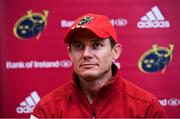 5 November 2019; Munster Senior Coach Stephen Larkham during a Munster Rugby squad press conference at University of Limerick in Limerick. Photo by Matt Browne/Sportsfile