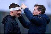 4 November 2019; Garry Ringrose has tape applied to his head by physiotherapist Brendan O'Connell during Leinster Rugby squad training at Energia Park in Donnybrook, Dublin. Photo by Ramsey Cardy/Sportsfile