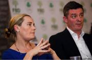 5 November 2019; Olympic Federation of Ireland President Sarah Keane, left, and CEO Peter Sherrard during an Olympic Federation of Ireland Media Briefing in Dublin on a Ticketing Update for Tokyo 2020 Olympic Games. Photo by Ramsey Cardy/Sportsfile