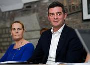 5 November 2019; Olympic Federation of Ireland CEO Peter Sherrard, right, and President Sarah Keane during an Olympic Federation of Ireland Media Briefing in Dublin on a Ticketing Update for Tokyo 2020 Olympic Games. Photo by Ramsey Cardy/Sportsfile