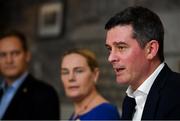 5 November 2019; Olympic Federation of Ireland CEO Peter Sherrard, right, and President Sarah Keane during an Olympic Federation of Ireland Media Briefing in Dublin on a Ticketing Update for Tokyo 2020 Olympic Games. Photo by Ramsey Cardy/Sportsfile