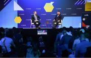 5 November 2019; Ronaldo, Chairman, Real Valladolid, and Ger Gilroy, Managing Director, Off The Ball, on SportsTrade during the opening day of Web Summit 2019 at the Altice Arena in Lisbon, Portugal. Photo by Stephen McCarthy/Web Summit via Sportsfile