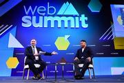 5 November 2019; Ronaldo, Chairman, Real Valladolid, and Ger Gilroy, Managing Director, Off The Ball, on SportsTrade during the opening day of Web Summit 2019 at the Altice Arena in Lisbon, Portugal. Photo by Stephen McCarthy/Web Summit via Sportsfile
