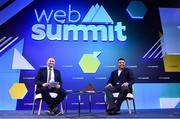 5 November 2019; Ronaldo, Chairman, Real Valladolid, and Ger Gilroy, Managing Director, Off The Ball, on SportsTrade during the opening day of Web Summit 2019 at the Altice Arena in Lisbon, Portugal. Photo by Stephen McCarthy/Web Summit via Sportsfile