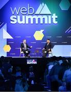 5 November 2019; Ronaldo, Chairman, Real Valladolid, and Ger Gilroy, Managing Director, Off The Ball, on SportsTrade during the opening day of Web Summit 2019 at the Altice Arena in Lisbon, Portugal. Photo by Stephen McCarthy/Web Summit via Sportsfile