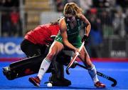 3 November 2019; Chloe Watkins of Ireland in action against Kaitlyn Williams of Canada during the penalty stroke shootout during the FIH Women's Olympic Qualifier match between Ireland and Canada at Energia Park in Dublin. Photo by Brendan Moran/Sportsfile