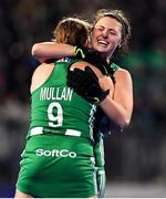 3 November 2019; Roisin Upton, right, and Katie Mullan of Ireland celebrate after the FIH Women's Olympic Qualifier match between Ireland and Canada at Energia Park in Dublin. Photo by Brendan Moran/Sportsfile