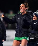 3 November 2019; Nikki Evans of Ireland celebrates during the penalty stroke shootout during the FIH Women's Olympic Qualifier match between Ireland and Canada at Energia Park in Dublin. Photo by Brendan Moran/Sportsfile