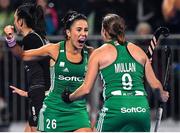 3 November 2019; Anna O’Flanagan, left, and Katie Mullan celebrate winning a short corner during the FIH Women's Olympic Qualifier match between Ireland and Canada at Energia Park in Dublin. Photo by Brendan Moran/Sportsfile