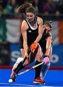 3 November 2019; Natalie Sourisseau of Canada in action against Sarah Hawkshaw of Ireland during the FIH Women's Olympic Qualifier match between Ireland and Canada at Energia Park in Dublin. Photo by Brendan Moran/Sportsfile