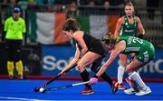 3 November 2019; Natalie Sourisseau of Canada in action against Sarah Hawkshaw of Ireland during the FIH Women's Olympic Qualifier match between Ireland and Canada at Energia Park in Dublin. Photo by Brendan Moran/Sportsfile