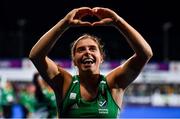 3 November 2019; Ireland captain Katie Mullan celebrates after the FIH Women's Olympic Qualifier match between Ireland and Canada at Energia Park in Dublin. Photo by Brendan Moran/Sportsfile