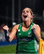 3 November 2019; Ireland captain Katie Mullan celebrates after the FIH Women's Olympic Qualifier match between Ireland and Canada at Energia Park in Dublin. Photo by Brendan Moran/Sportsfile