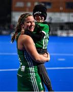 3 November 2019; Shirley McCay of Ireland celebrates with her nephew Alex after the FIH Women's Olympic Qualifier match between Ireland and Canada at Energia Park in Dublin. Photo by Brendan Moran/Sportsfile