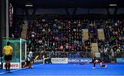 3 November 2019; Sara McManus of Canada scores a penalty sroke past Ireland goalkeeper Ayeisha McFerran during the FIH Women's Olympic Qualifier match between Ireland and Canada at Energia Park in Dublin. Photo by Brendan Moran/Sportsfile