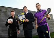 6 November 2019; The Gaelic Players Association’s (GPA) Chief Executive Paul Flynn has launched their Student Report 2019 at the Campus Conference in Abbotstown in Dublin. The report highlights the challenges experienced by GPA student-members and provides actionable GPA recommendations to help student-members achieve better-balanced lifestyles so they can thrive on and off the field, Pictured at the Gaelic Players Association Launch Student Report are GPA CEO Paul Flynn with Tyrone footballer Conor Meyler and Wexford hurler Rory O'Connor Photo by Matt Browne/Sportsfile